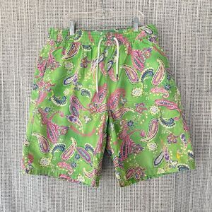 Vintage Polo Ralph Lauren Swim Trunks Mens Medium Green Paisley Floral